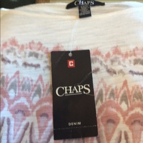 Chaps White Geometric Pattern Tank Top - Picture 4 of 5